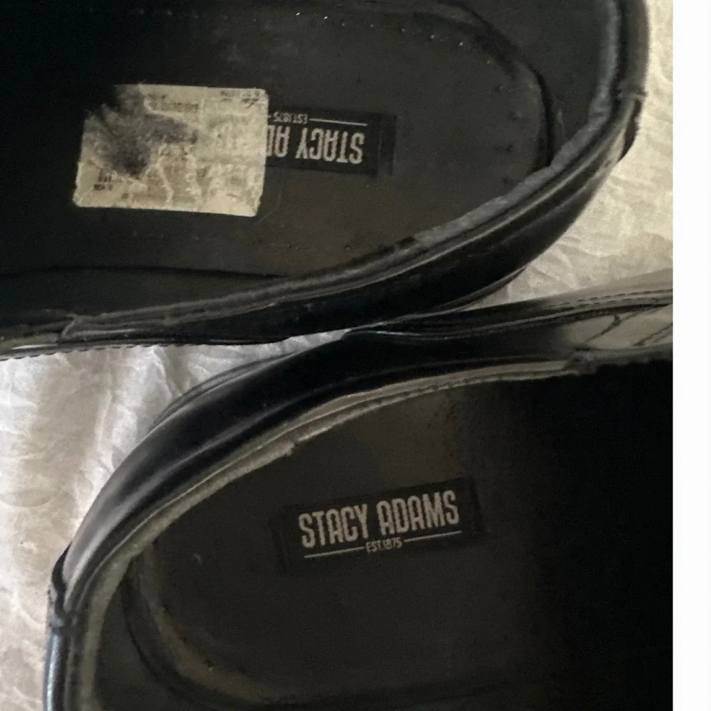 Stacy Adams Slip On Loafers Dress Shoes Square Toe Black Leather Size‎ Men's 10W